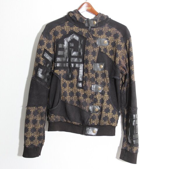 AD NOW 2013 Urban Mayan Masc Hooded Coat Jacket Full Zip Black Gold Size Medium - Picture 1 of 14